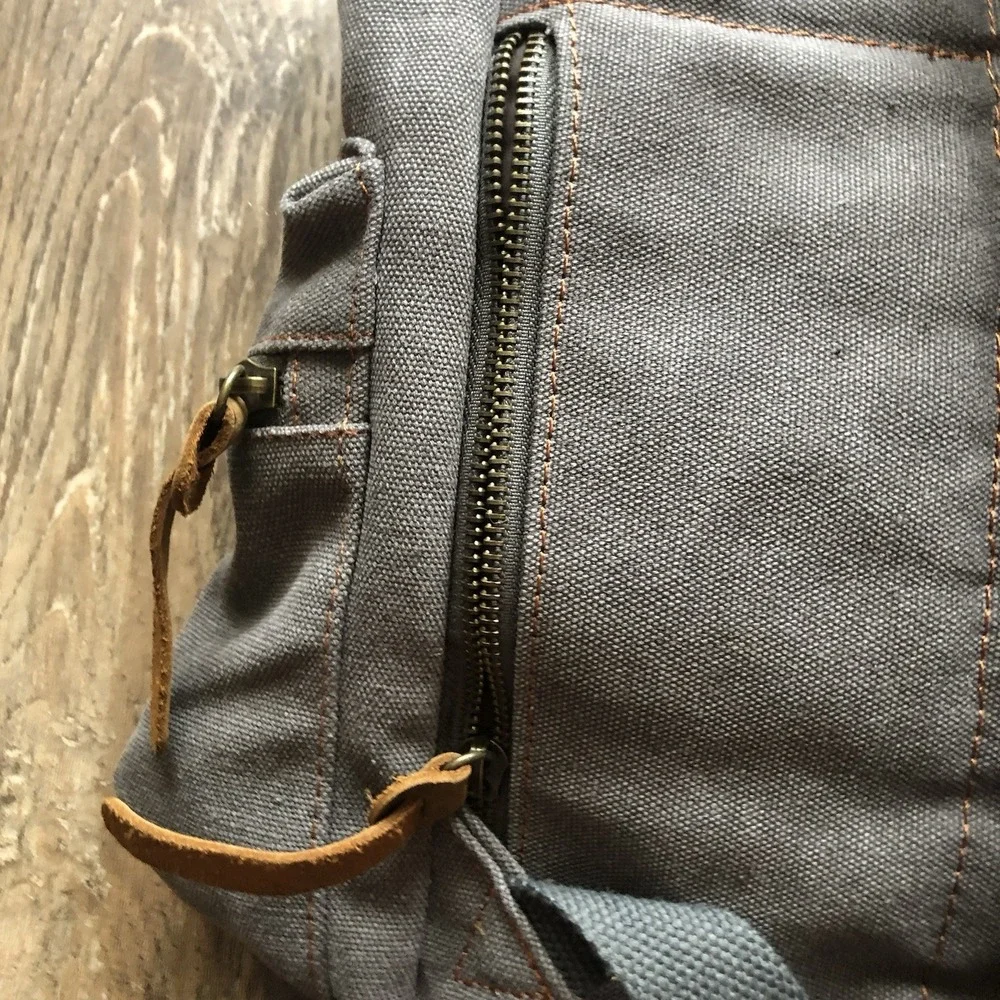 Vintage AUGUR Strauss & Co Gray Canvas Backpack Rucksack Hiking Travel